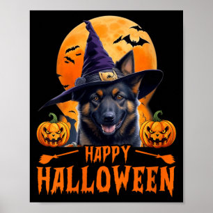 Vrouw gelukkig Halloween hond 1 Poster