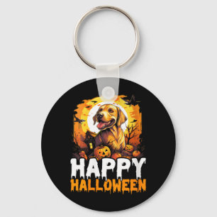 Vrouw gelukkig Halloween hond 3 Sleutelhanger