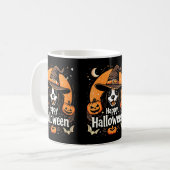 Vrouw gelukkig Halloween hond Koffiemok (Voorkant links)