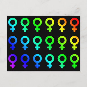 Vrouw Gender Symbolen Veel Kleurrijke Regenboog Kl Briefkaart