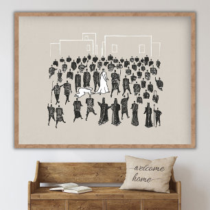 Vrouw genezen, zoom van de mantel van Jezus, rand Poster