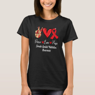 Vrouw Genital Mutilation Peace Love Hope Red Ribb T-shirt
