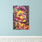 Vrouw gezicht canvas afdruk (Insitu (Houten vloer))