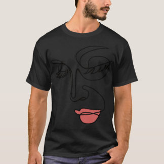 Vrouw Gezicht Continuous Line Art T-shirt