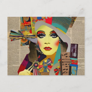 Vrouw Gezicht Gemengde Media Collage Briefkaart