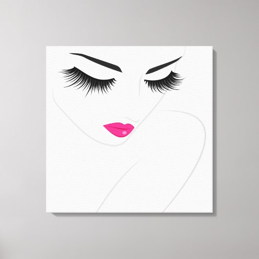 Vrouw Gezicht lange wimpers Lash Extension Line ar Canvas Afdruk (Voorkant)