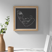 Vrouw Gezicht Lijn Kunst Zwart-Wit Poster