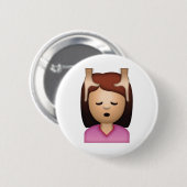 Vrouw Gezicht Massage - Emoji Ronde Button 5,7 Cm (Voorkant /achterkant)