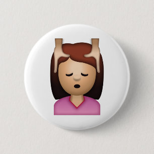 Vrouw Gezicht Massage - Emoji Ronde Button 5,7 Cm