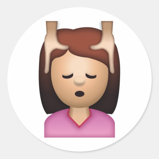 Vrouw Gezicht Massage - Emoji Ronde Sticker (Voorkant)