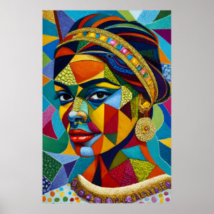 Vrouw gezicht op mozaïek poster