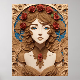 vrouw gezicht portretpapier quilling poster