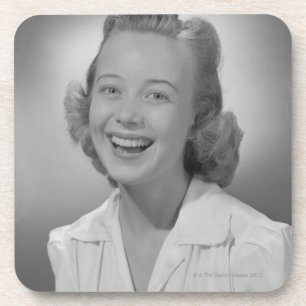 Vrouw glimlachen drankjes onderzetter