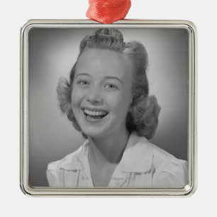 Vrouw glimlachen metalen ornament