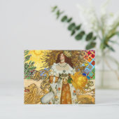 vrouw Golden Sun: Leo Zodiac Collage Art Briefkaart (Staand voorkant)