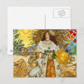 vrouw Golden Sun: Leo Zodiac Collage Art Briefkaart (Voorkant / Achterkant)