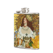  vrouw Golden Sun: Leo Zodiac Collage Art Heupfles (Links)