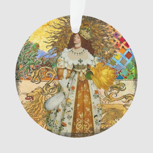  vrouw Golden Sun: Leo Zodiac Collage Art Ornament (voorkant)