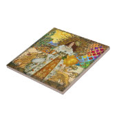  vrouw Golden Sun: Leo Zodiac Collage Art Tegeltje (Zijkant)