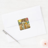  vrouw Golden Sun: Leo Zodiac Collage Art Vierkante Sticker (Envelop)
