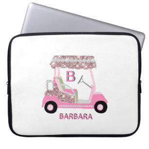 Vrouw Golf Cart personaliseren Laptop Sleeve
