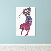 Vrouw golfer canvas afdruk (Insitu (Houten vloer))