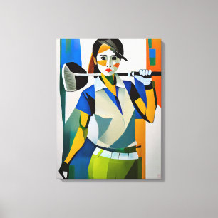 Vrouw Golfer - Canvas Art Print