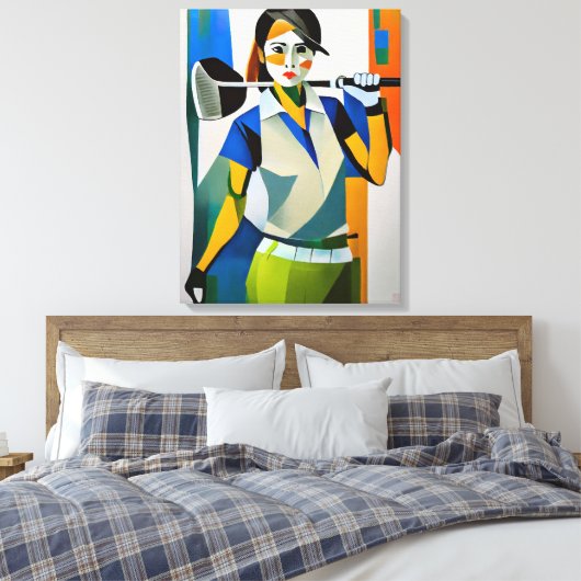 Vrouw Golfer - Canvas Art Print (Insitu (Slaapkamer))