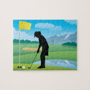 Vrouw Golfer Design Jigzaag Puzzle Legpuzzel