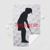 Vrouw Golfer Golf Towel Golfhanddoek (Insitu)