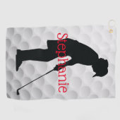 Vrouw Golfer Golf Towel Golfhanddoek (Horizontaal)