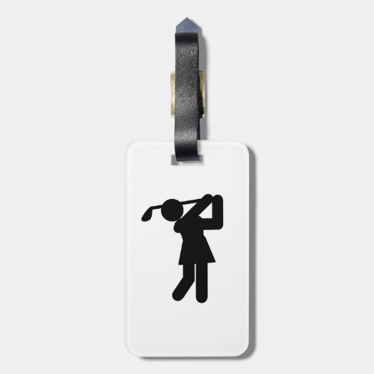 Vrouw Golfer - Golfsymbool Bagagelabel (Achterkant verticaal)
