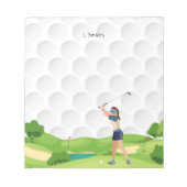 Vrouw golfer golft op koers notitieblok (Voorkant)