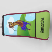 Vrouw Golfer Rijden over Water Hazard Golfheadcover (Voorkant)