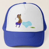 Vrouw Golfer Rijden over Water Hazard Trucker Pet (Voorkant)