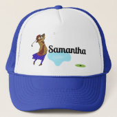 Vrouw Golfer Rijden over Water Hazard Trucker Pet (Voorkant)