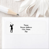 Vrouw Golfer Silhouet retour adreslabel Etiket (Insitu)