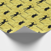 Vrouw Golfer Silhouet Verjaardags Wrapping Papier (Hoek)