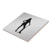Vrouw Golfer Silver-keramische Tegel Tegeltje (Zijkant)