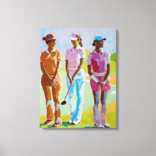 Vrouw Golfers schilderij - Canvas Art Print (Voorkant)