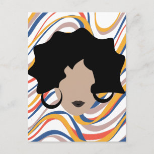 Vrouw Golvend Zwart Historisch Stylist Schoonheid Briefkaart