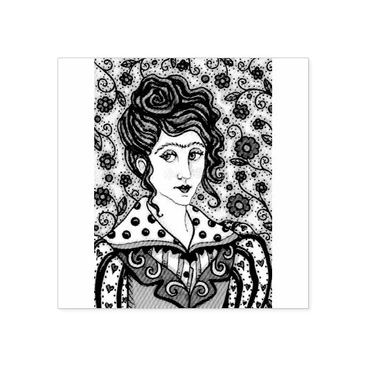 VROUW, GOTHIC PORTRAIT RUBBER STAMP RUBBERSTEMPEL (Afrduk)