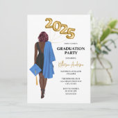 Vrouw Graduation Party Invitation Kaart (Staand voorkant)