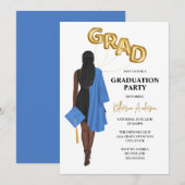 Vrouw Graduation Party Invitation Kaart (Voorkant / Achterkant)