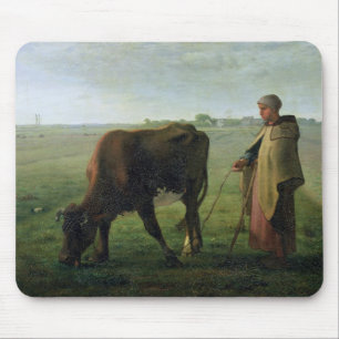 Vrouw Grazing haar Koe, 1858 Muismat