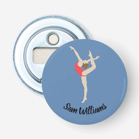 Vrouw Gymnast Button Flesopener (Voorkant)