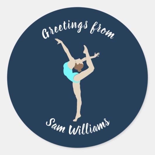 Vrouw Gymnast Ronde Sticker (Voorkant)