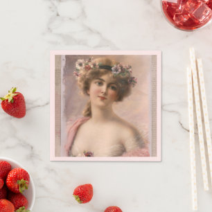  Vrouw Hair Floral Party Napkin Servet