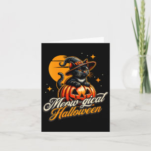 Vrouw Halloween - Magische Zwarte Kat Heks Pompoen Kaart