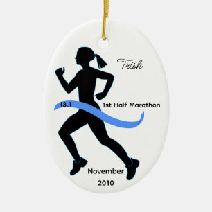 Vrouw Halve Marathon Runner Ornament